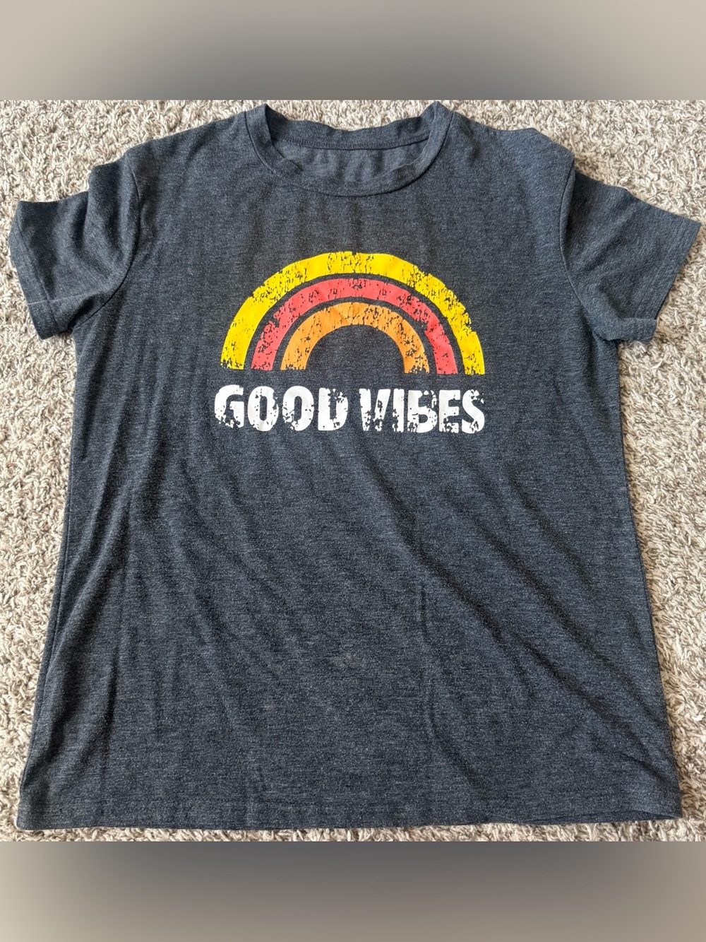 Good Vibes Rainbow Graphic TShirt Women's Size M Short Sleeve Comfort Tee